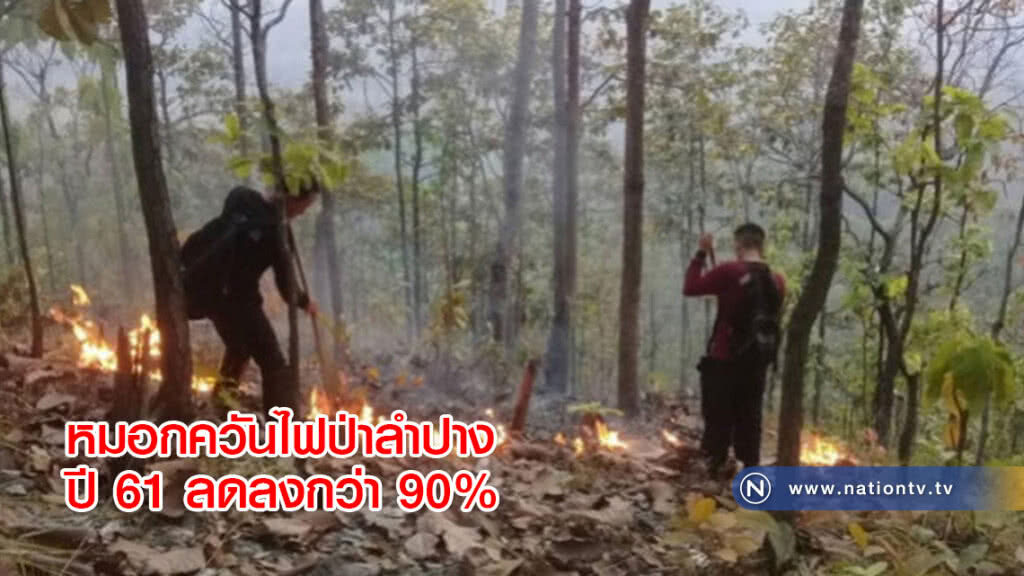 หมอกควันไฟป่าลำปางปี 61 ลดลงกว่า 90%