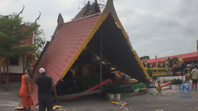 พายุฤดูร้อนถล่ม จ.ราชบุรี
พัดเต็นท์รถ-ศาลาหน้าโบสถ์ล้มพังทั้งหลัง