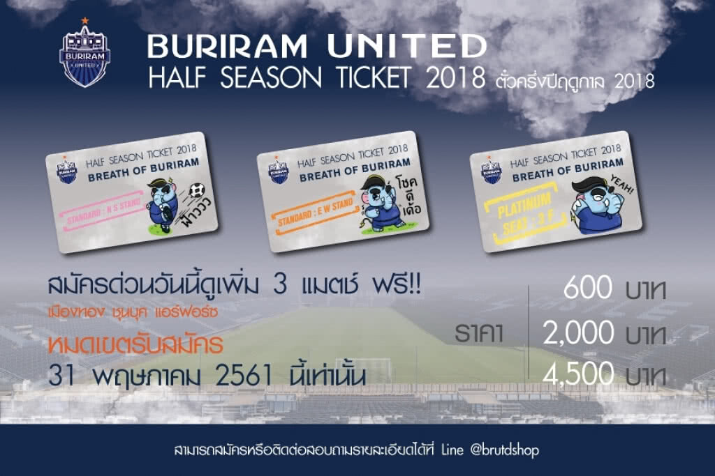 เอาใจแฟน! บุรีรัมย์ ยูไนเต็ด เปิดขายตั๋วครึ่งปี ให้สิทธิ์ GU 12 ดูฟรี 3 เกม เดือน พ.ค.