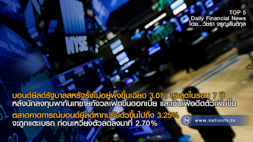 บอนด์ยีลด์รัฐบาลสหรัฐ พุ่งขึ้นเฉียด 3.0% สูงสุดในรอบ 7 ปี บอนด์ยีลด์รัฐบาลสหรัฐ พุ่งขึ้นเฉียด 3.0% สูงสุดในรอบ 7 ปี