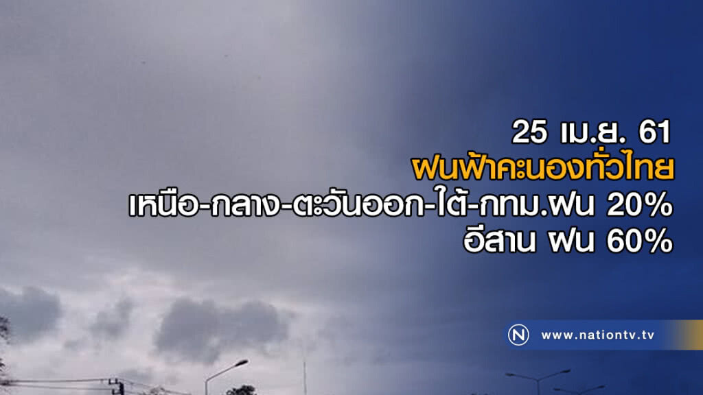 อุตุฯเผย วันนี้ ฝนฟ้าคะนองทั่วไทย