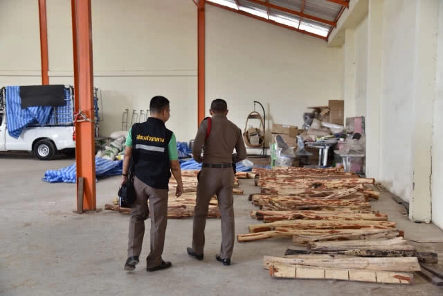 บุกค้นโกดังลักลอบเเเปรรูปไม้พะยูง ยึดของกลางกว่า 370 ท่อน ปืน-กระสุนเพียบ!