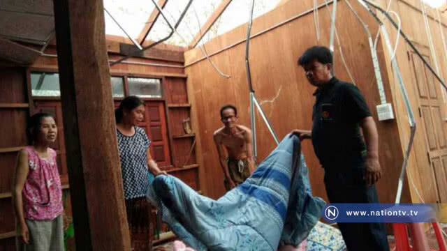 ฤทธิ์พายุฤดูร้อนพัด บ้านเรือน 2 หมู่บ้าน เสียหายเกือบ 60 หลัง