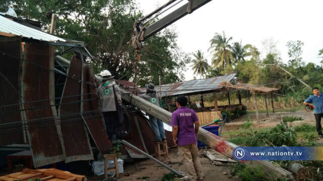 ฤทธิ์พายุฤดูร้อนพัด บ้านเรือน 2 หมู่บ้าน เสียหายเกือบ 60 หลัง