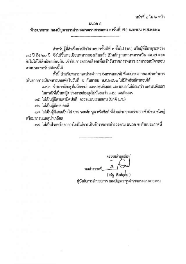 ด่วน! ตร.เปิดสอบ 80 อัตรา สมัคร 11-25 พ.ค.61