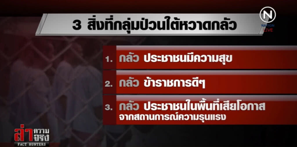 เผย 3 สิ่งที่กลุ่มป่วนใต้หวาดกลัว เผย 3 สิ่งที่กลุ่มป่วนใต้หวาดกลัว