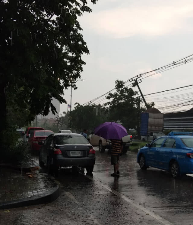 เสาไฟฟ้าหักโค่นกว่า 10 ต้น! ขวางถนนสนามบินน้ำมุ่งหน้ากระทรวงพาณิชย์