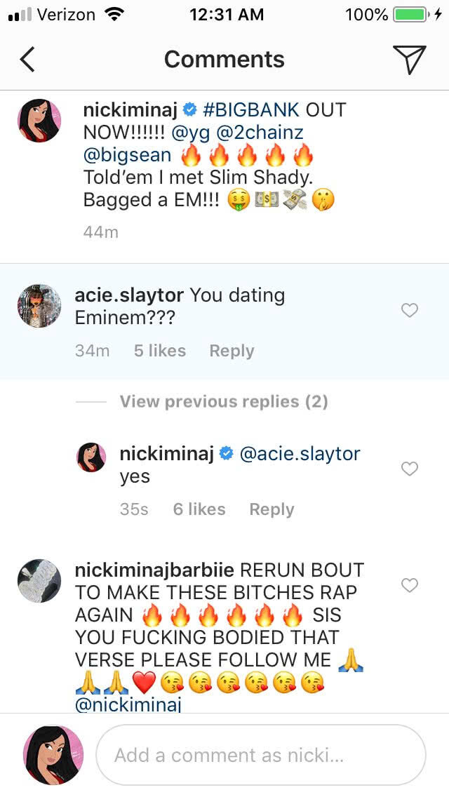 ชาวโซเซี่ยลจับตามอง "Nicki Minaj คบกับ Eminem" ???