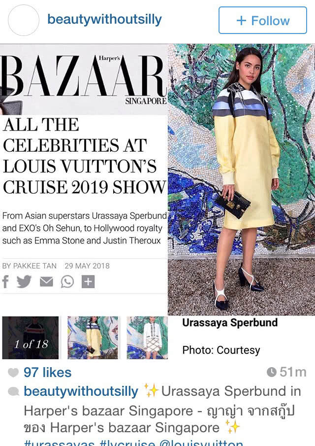 ต่างชาติยก ญาญ่า "เบสเดรส"
ในแฟชั่นโชว์ Louis Vuitton Cruise 2019