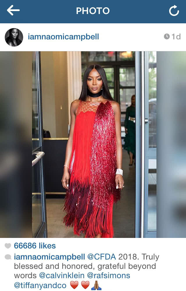Naomi Campbell คว้า Fashion Icon Award 2018