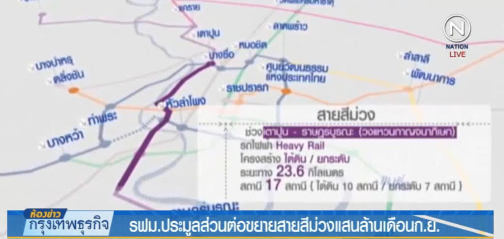 รฟม.ประมูลส่วนต่อขยายสายสีม่วง วงเงินแสนล้าน ก.ย.นี้ รฟม.ประมูลส่วนต่อขยายสายสีม่วง วงเงินแสนล้าน ก.ย.นี้