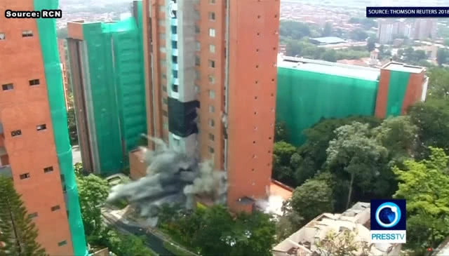 5 วินาที หายวับ! ระเบิดทำลายตึกสูงในโคลอมเบีย