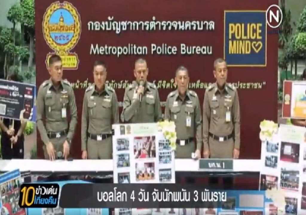 บอลโลกผ่าน 4 วัน จับนักพนันกว่า 3 พันราย ปิดเกิน 100 เว็บ บอลโลกผ่าน 4 วัน จับนักพนันกว่า 3 พันราย ปิดเกิน 100 เว็บ