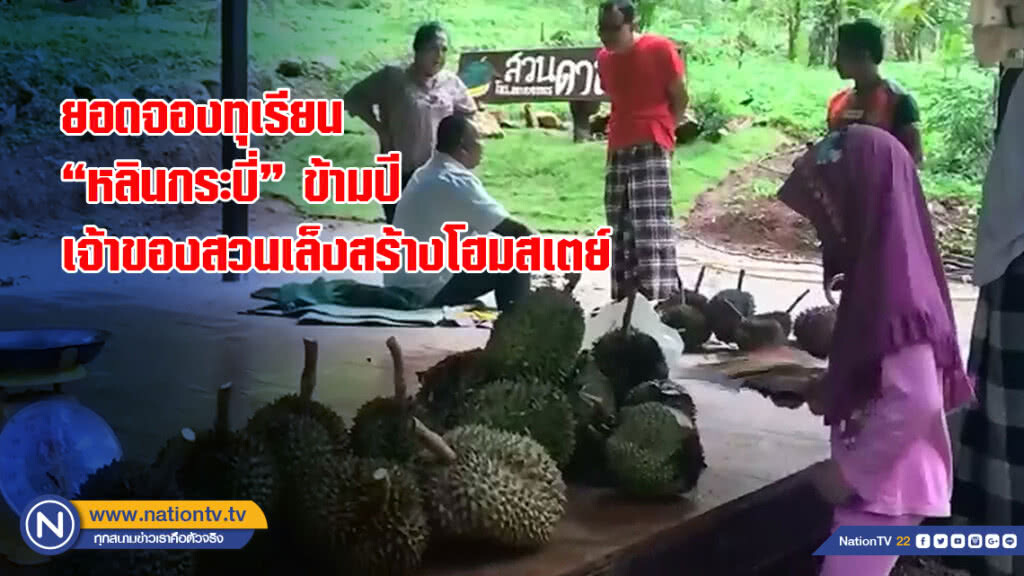 ยอดจองทุเรียน"หลินกระบี่"ข้ามปี เจ้าของสวนเล็งสร้างโฮมสเตย์