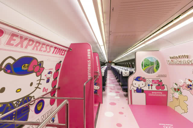 น่ารักคิกขุ!! ญี่ปุ่นเปิดให้บริการ รถไฟหัวกระสุน Hello Kitty
