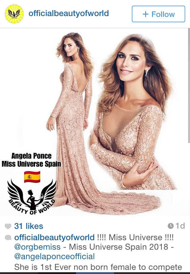 "สาวข้ามเพศ" คว้าตำแหน่ง"มิสยูนิเวิร์สสเปน 2018"