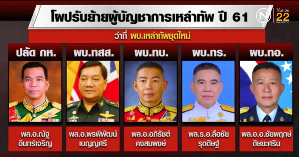 เปิดโผว่าที่ ผบ.เหล่าทัพชุดใหม่