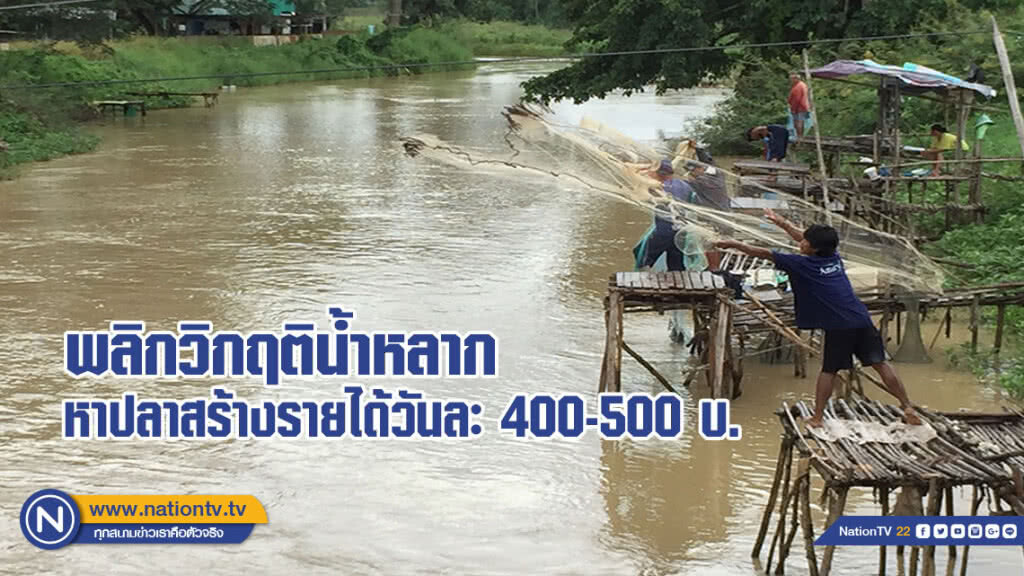 พลิกวิกฤติน้ำหลาก หาปลาสร้างรายได้วันละ 400-500 บาท