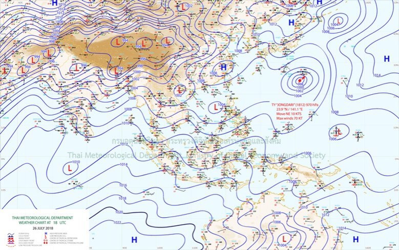 อุตุฯ เตือนไทยตอนบนฝนตกหนัก ภาคใต้คลื่นลมแรง