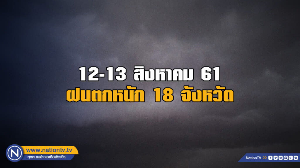 ไทยมีฝนฟ้าคะนองหลายพื้นที่ ตกหนักบางแห่ง