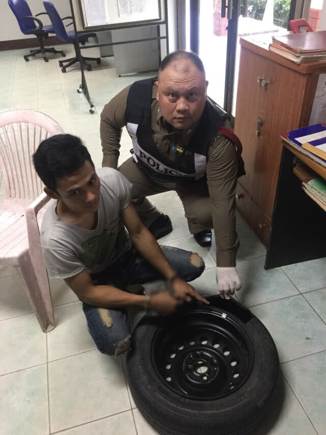 รวบหนุ่มซ่อนยาบ้าในยางอะไหล่ ก่อนส่งเคอรี่