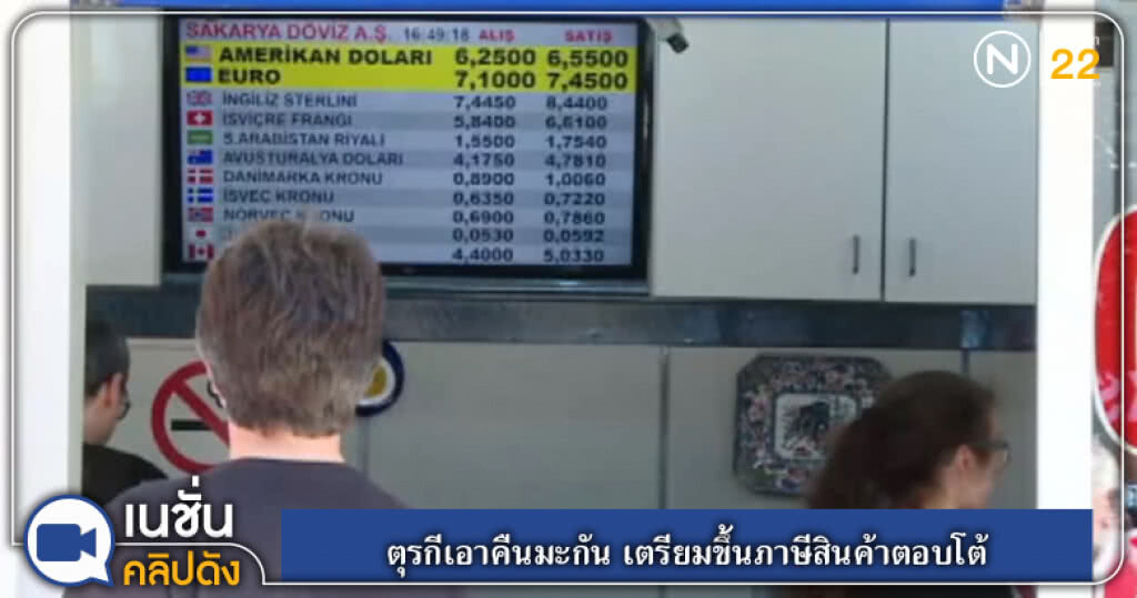(คลิปข่าว) ตุรกีเอาคืนมะกัน เตรียมขึ้นภาษีสินค้าเพียบ (คลิปข่าว) ตุรกีเอาคืนมะกัน เตรียมขึ้นภาษีสินค้าเพียบ
