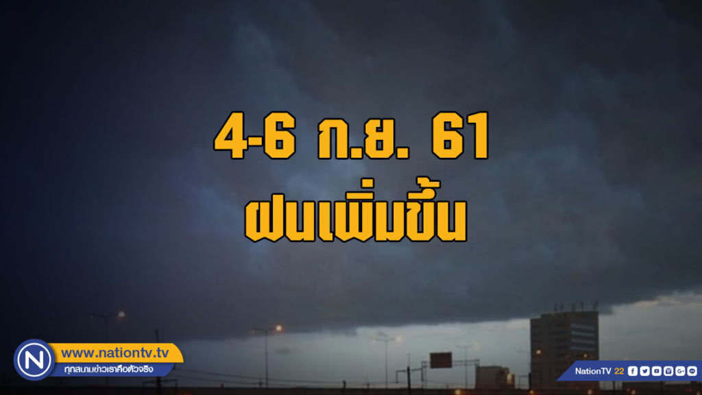 4-6 ก.ย. 61 ไทยมีฝนเพิ่มขึ้น