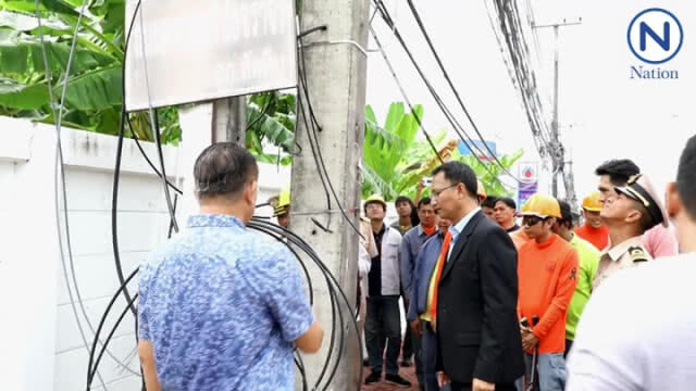 นอภ.สัตหีบ นำทัพ 4 ฝ่าย จัดระเบียบสายไฟรอบเมือง ยกระดับความเจริญรองรับ EEC