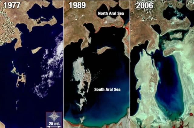 น่าทึ่ง!!! ภาพดาวเทียมตรวจพบเรือขนาดใหญ่ จอดกองในทะเลทรายคาซัคสถาน