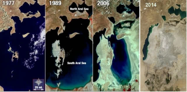 น่าทึ่ง!!! ภาพดาวเทียมตรวจพบเรือขนาดใหญ่ จอดกองในทะเลทรายคาซัคสถาน