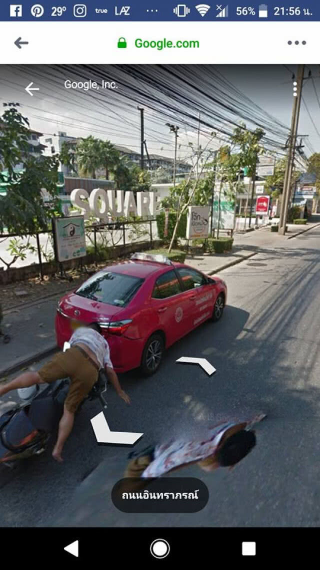 "กูเกิล" จับภาพเหตุการณ์หนุ่มขี่จยย ชนแท็กซี่ล้มใน Google Street View