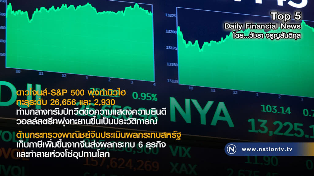 ดาวโจนส์-S&P 500 พุ่งทำนิวไฮ ทะลุระดับ 26,656 และ 2,930