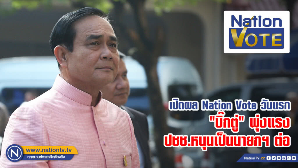 เปิดผล Nation Vote วันแรก "บิ๊กตู่" พุ่งแรง ปชช.หนุนเป็นนายกฯ ต่อ