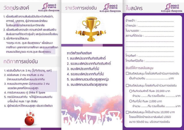 การแข่งขันโบว์ลิ่งการกุศล "CUD สัมพันธ์" ชิงถ้วยพระองค์โสมฯ