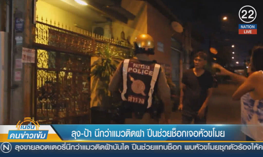 (คลิปข่าว) ลุง-ป้า นึกว่าแมวติดฝ้า ปืนช่วยช็อกเจอหัวขโมย