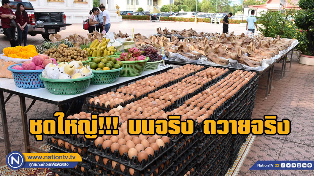 หนุ่มอุตรดิตถ์แก้บนชุดใหญ่!!! ถวายหัวหมู 99 หัว ไก่ 99 ตัว ไข่ไก่ 9999 ฟอง