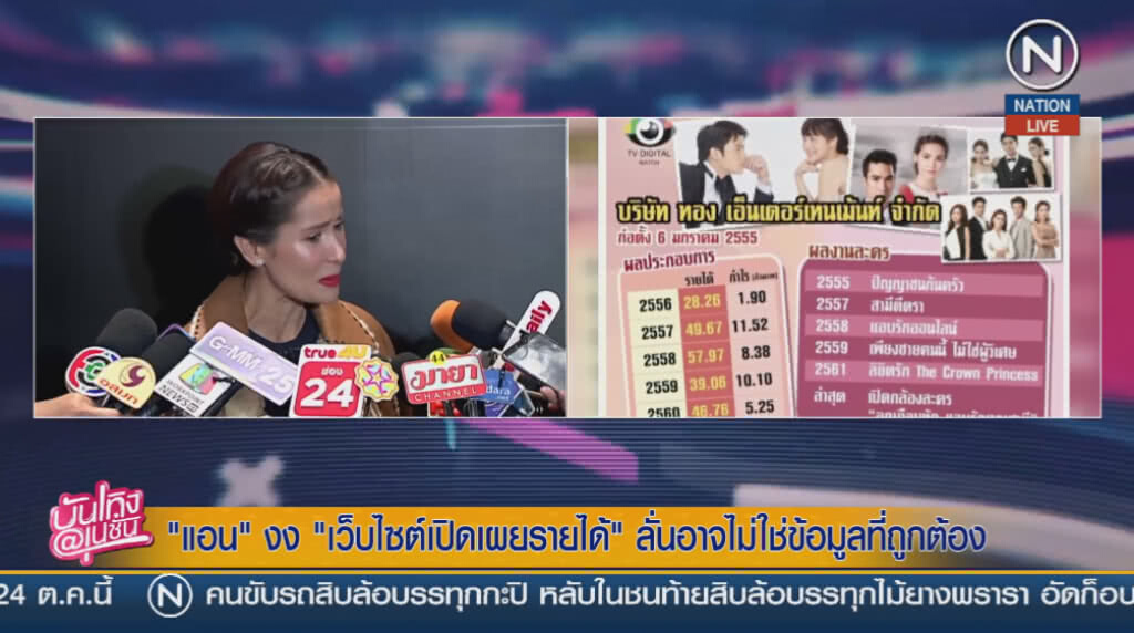 "แอน" งง "เว็บไซต์เปิดเผยรายได้"ลั่นอาจไม่ใช่ข้อมูลที่ถูกต้อง "แอน" งง "เว็บไซต์เปิดเผยรายได้"ลั่นอาจไม่ใช่ข้อมูลที่ถูกต้อง