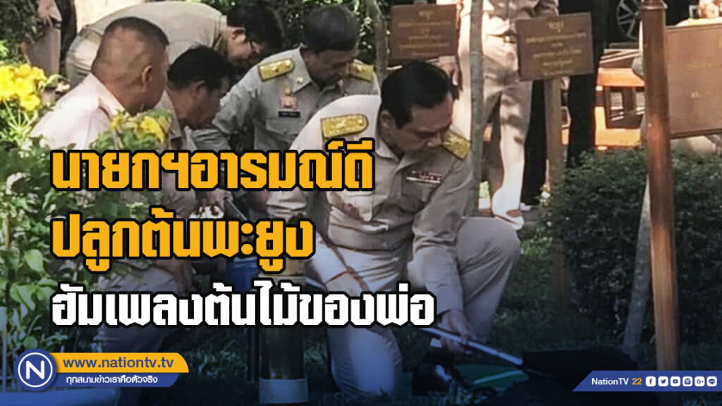 นายกฯอารมณ์ดี ปลูกต้นพะยูง ฮัมเพลงต้นไม้ของพ่อ