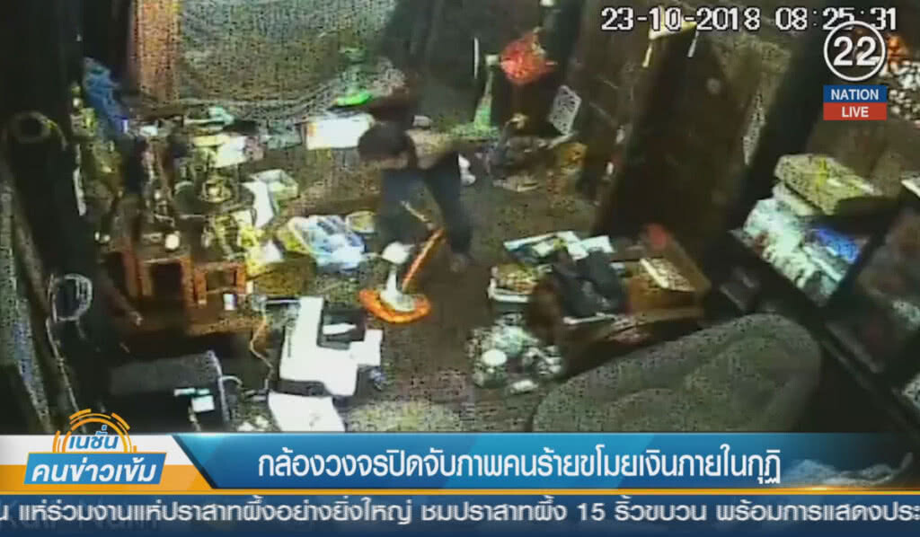 (คลิปข่าว) กล้องวงจรปิดจับภาพคนร้าย ขโมยเงินภายในกุฏิ