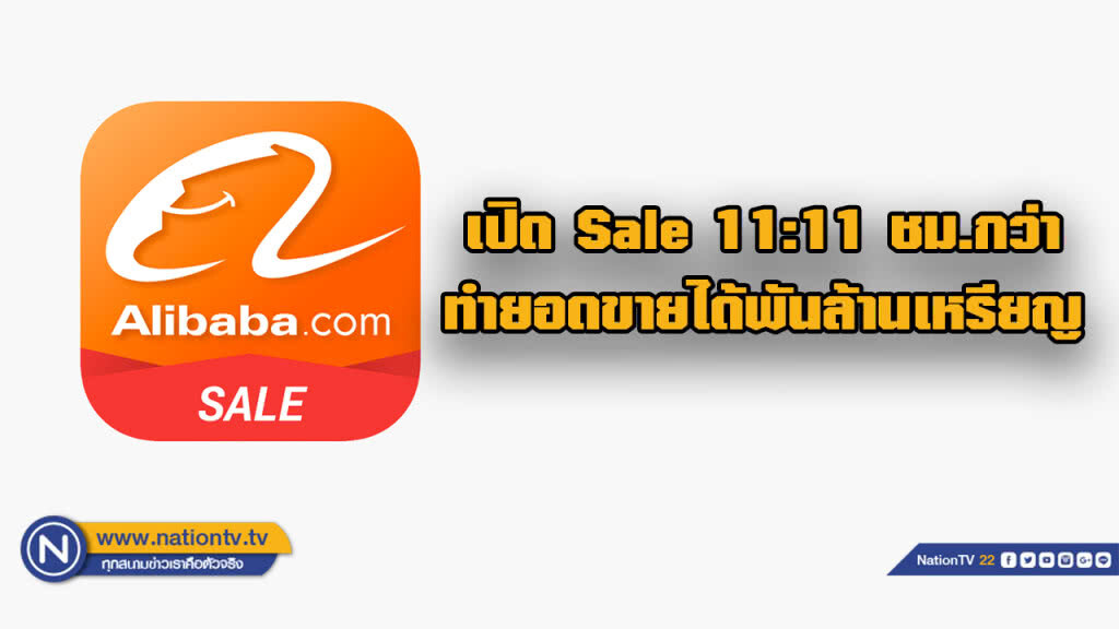 โปรฯ 11:11 ทำยอดขาย "อาลีบาบา" พุ่งพันล้านเหรียญ ภายใน 1.48 ชม.