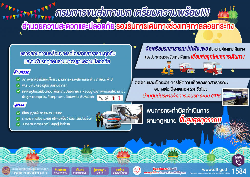 ขนส่งฯ เตรียมความพร้อมรองรับการเดินทางช่วงเทศกาลลอยกระทง