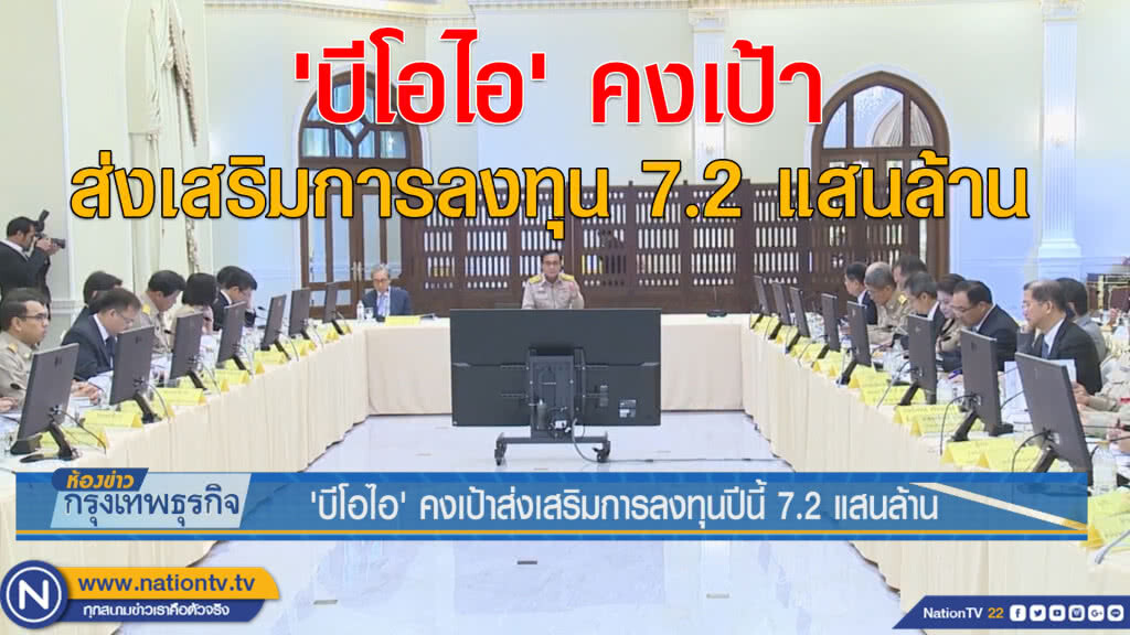 'บีโอไอ' คงเป้าส่งเสริมการลงทุนปีนี้ 7.2 แสนล้าน 'บีโอไอ' คงเป้าส่งเสริมการลงทุนปีนี้ 7.2 แสนล้าน