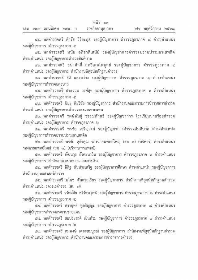 โปรดเกล้าฯ แต่งตั้งข้าราชการตำรวจ 254 ราย