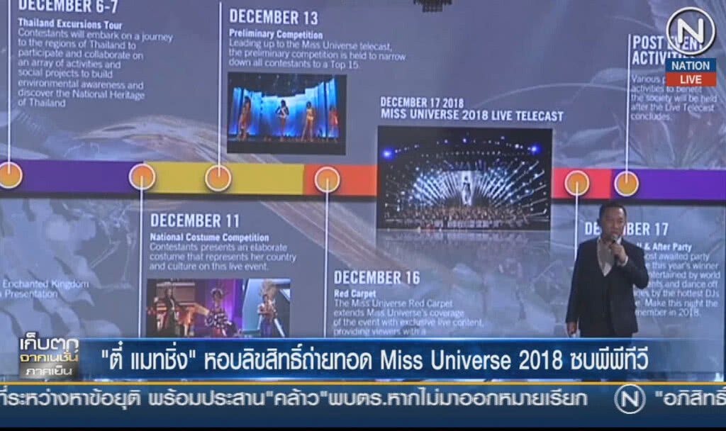 (คลิปข่าว) "ตี๋ แมชชิ่ง" หอบลิขสิทธิ์ถ่ายทอด "Miss Universe 2018" ซบพีพีทีวี