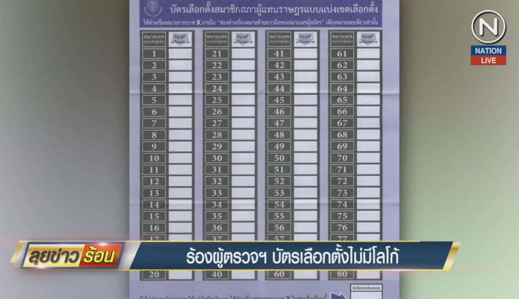 (คลิปข่าว) ร้องผู้ตรวจฯ บัตรเลือกตั้งไม่มีโลโก้พรรค (คลิปข่าว) ร้องผู้ตรวจฯ บัตรเลือกตั้งไม่มีโลโก้พรรค