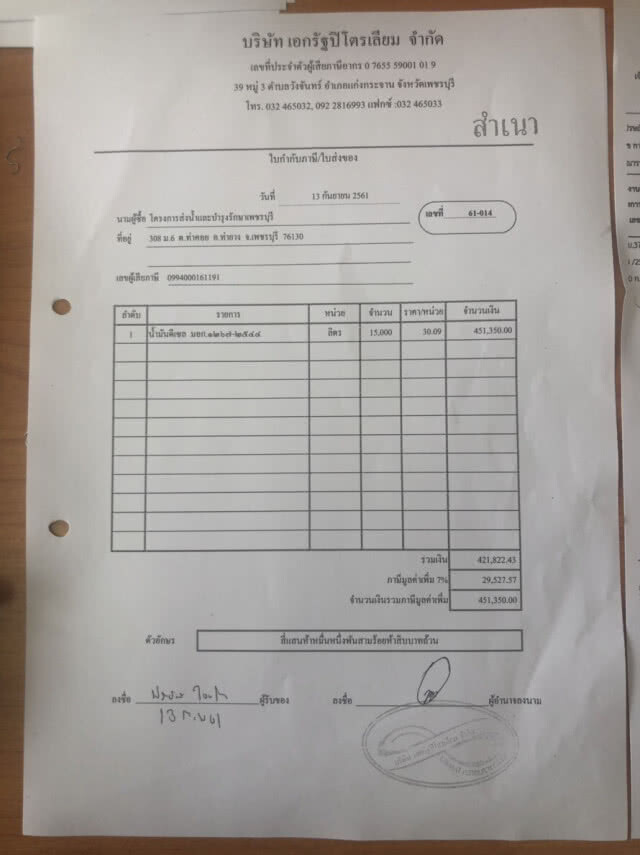 เอกชนจ่อฟ้องกรมชล เบี้ยวจ่ายค่าน้ำมันกว่า 4 แสนบาท