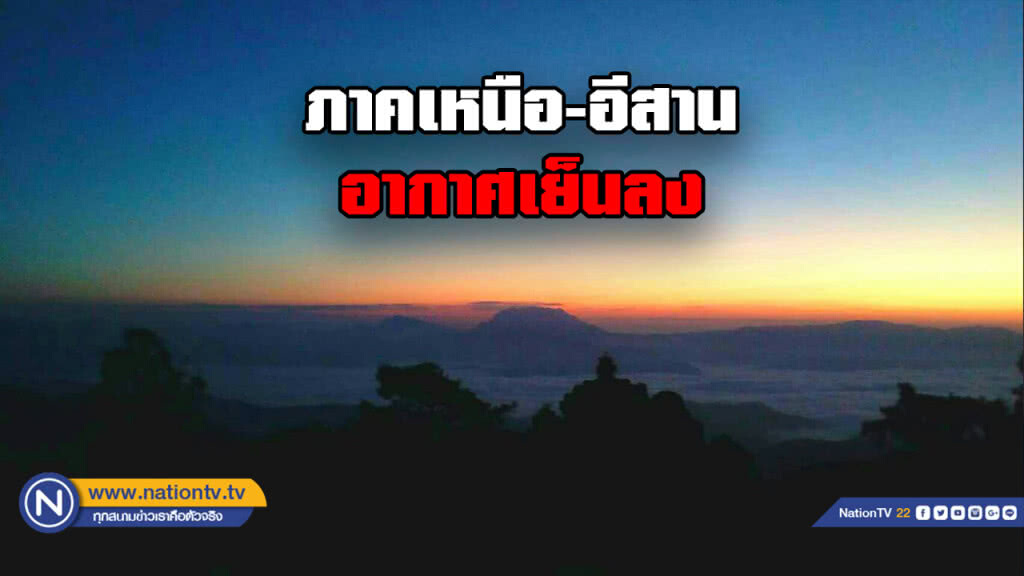 กรมอุตุฯเผย "เหนือ-อีสาน" อากาศเย็นลง , ภาคใต้ มีฝนเล็กน้อย