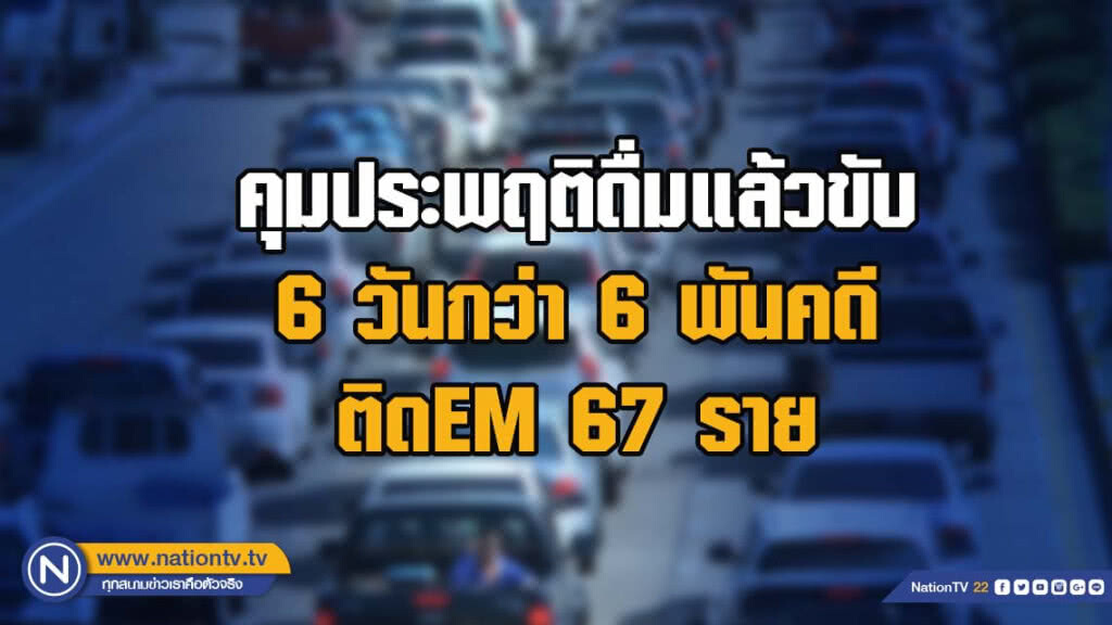 คุมประพฤติดื่มแล้วขับ6วันกว่า6พันคดีติดEM67ราย