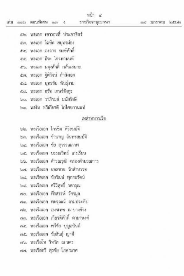 ราชกิจจาฯ เผยแพร่พระราชโองการ ให้ทหาร-ตร. ชั้นสัญญาบัตร 107 นาย พ้นจากหน้าที่