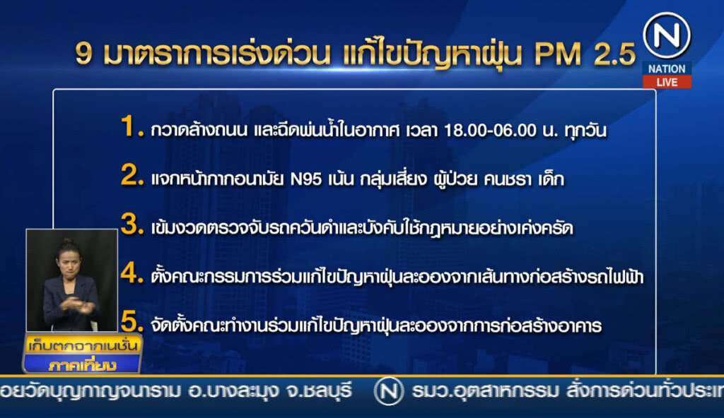 คลอด 9 มาตรการเร่งด่วน แก้ปัญหาฝุ่นละออง คลอด 9 มาตรการเร่งด่วน แก้ปัญหาฝุ่นละออง